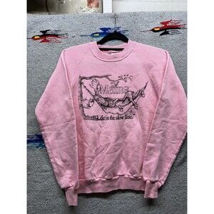 Vintage 80s 90s Maine Moose Life in the slow lane Jerzees Pink small